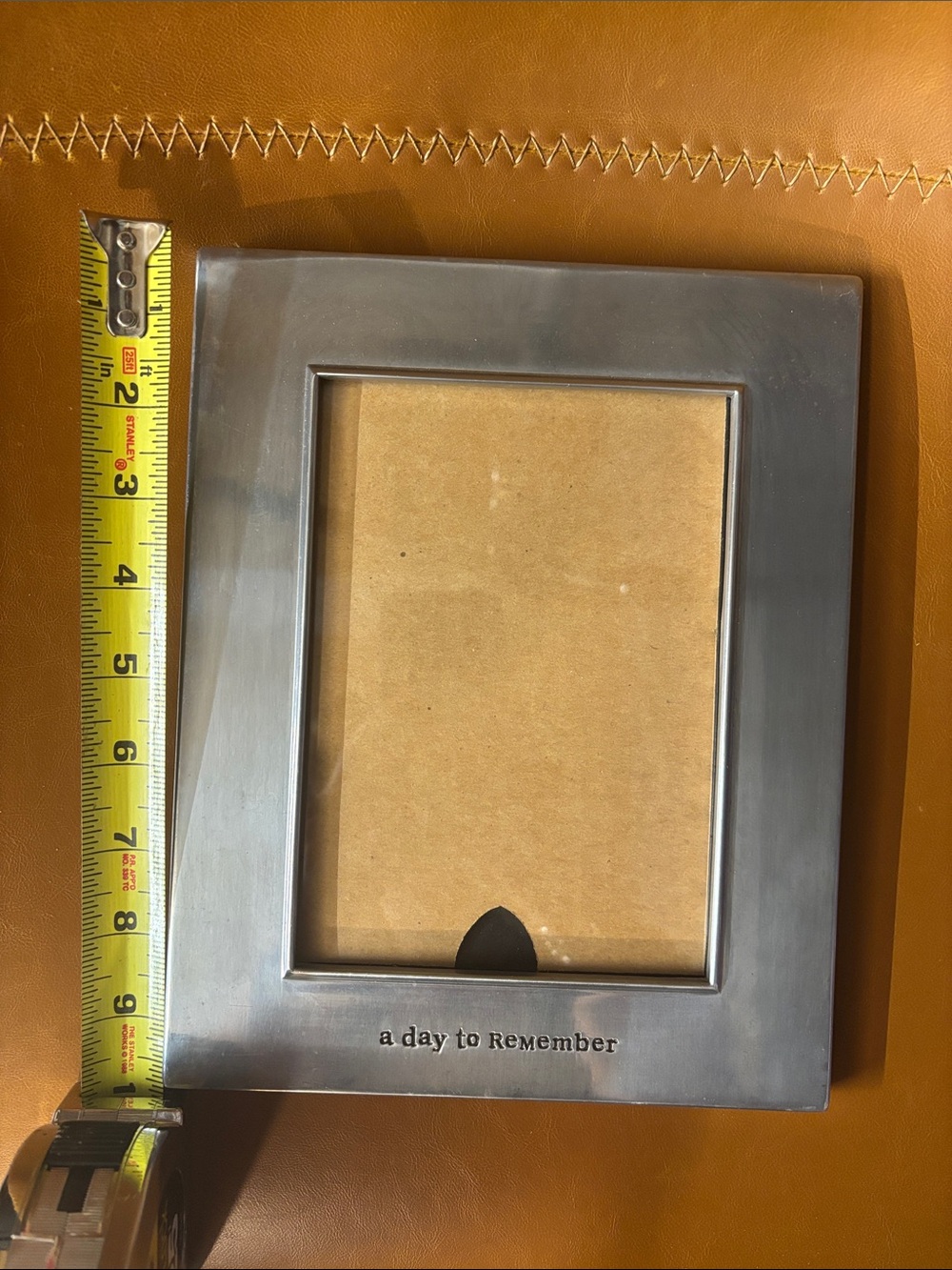 5/$15! Hallmark silver colored picture frame with wording, a day to remember 5x7